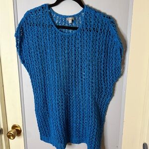 J. Jill Deep linen blend turquoise Open Knit Top